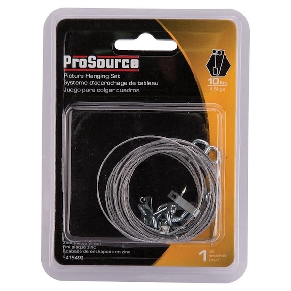 Prosource Picture Hanging Kit, 10 lb, Steel, Zinc, Zinc, Nail-In Mounting - PH-121123-PS