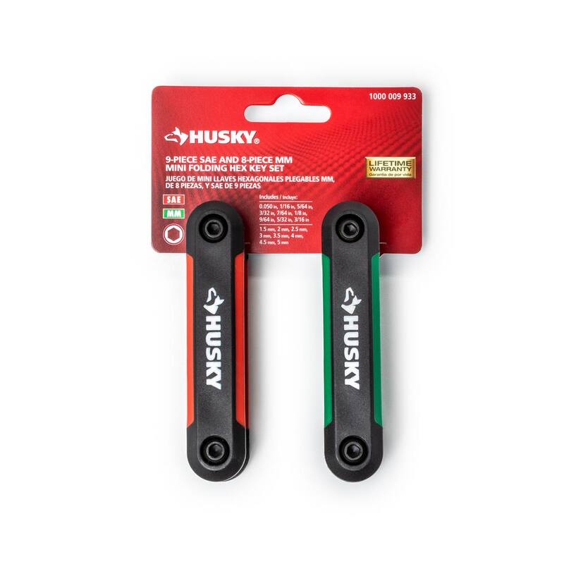 Set de llaves hexagonales plegables mini Husky (9 piezas SAE, 8 piezas MM) - HMFHKSM17PCN-06