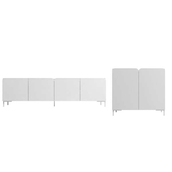 Manhattan Comfort Bogardus 2-Piece TV Stand Living Room Set in White - 2-3182AMC86