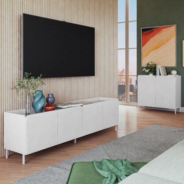 Manhattan Comfort Bogardus 2-Piece TV Stand Living Room Set in White - 2-3182AMC86