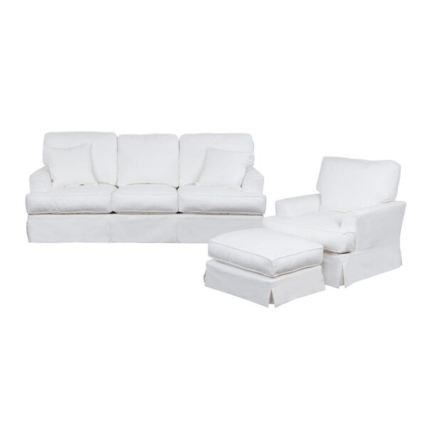 Sunset Trading Ariana Slipcovered Living Room Set Performance White, 3PK - SU-78341-20-30-81