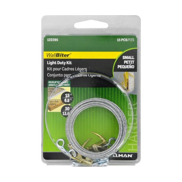 Hillman HILLMAN WallBiter Brass-Plated Silver Light Duty Picture Hook Kit 30 lb 5 pk - 122395