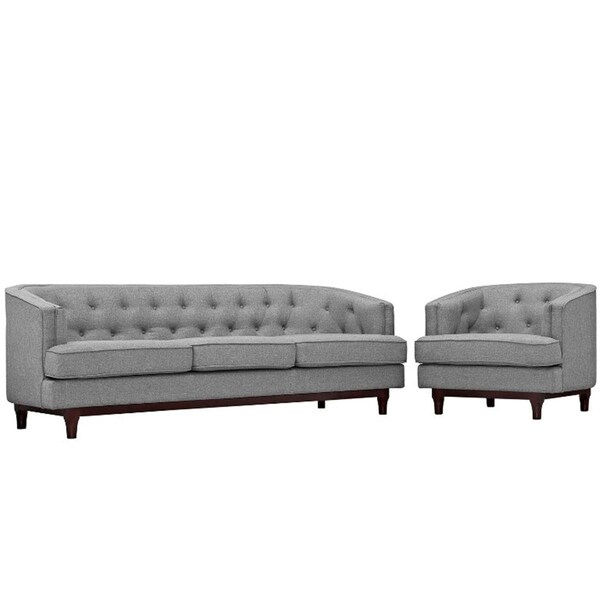 Modway Furniture Coast Living Room Sofa Set, Light Gray - Set of 2 - EEI-2450-LGR-SET