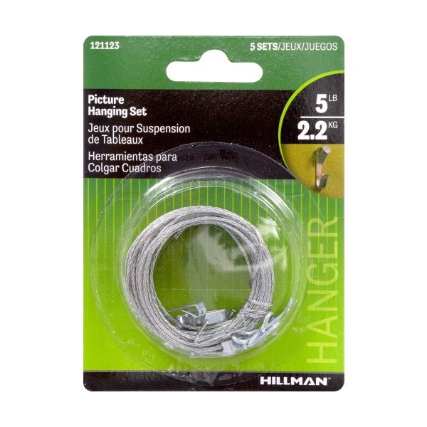 Hillman HILLMAN AnchorWire Steel-Plated Conventional Picture Hanging Set 5 lb 5 pk - 121123