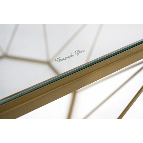 Leisuremod Jefferson Leather Armchair, Gold Frame and Large Octagon Coffee Table, Geometric Base, White - JAG29MD31W2-L