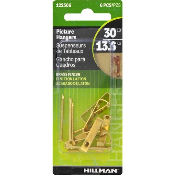 Aceds 30 lbs Picture Hanger  Brass, 60PK - 5329917
