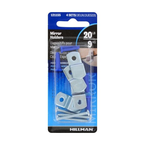 Hillman HILLMAN Zinc Mirror Holder Kit 20 lb 4 pk - 121155