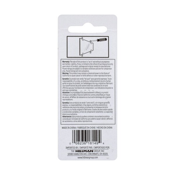 Hillman HILLMAN Zinc Mirror Holder Kit 20 lb 4 pk - 121155
