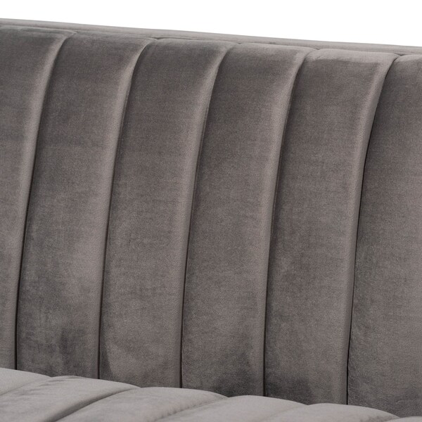 Baxton Studio Aveline Grey Velvet Upholstered Gold Finished 2-Piece Living Room Set - 161-9785-9787