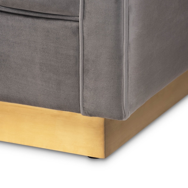 Baxton Studio Aveline Grey Velvet Upholstered Gold Finished 2-Piece Living Room Set - 161-9785-9787