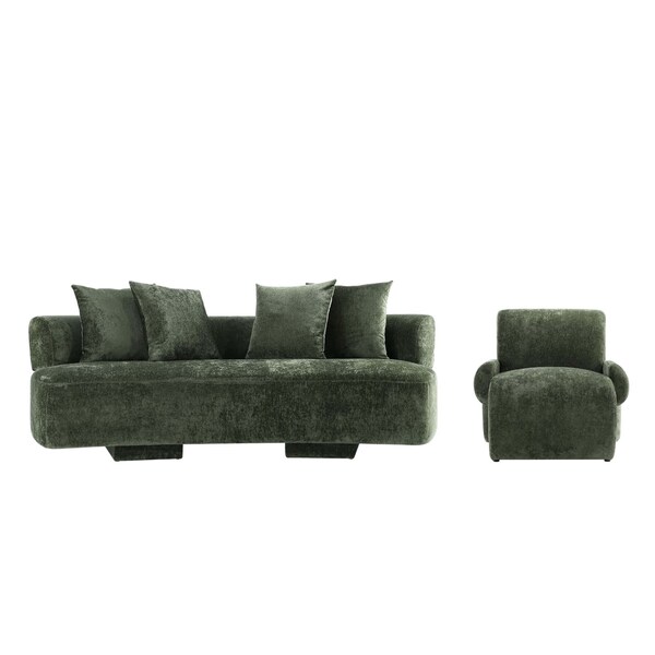 Manhattan Comfort 2-Piece Verandah 90.6 in. Sofa and Accent Chair in Olive Green - 2-LSAC1769-OG