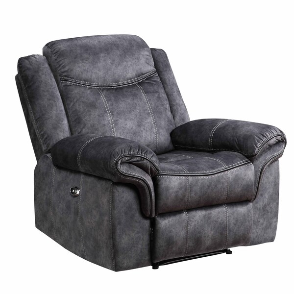 Global Furniture Usa Domino Granite Power Reclining Sofa/Power Console Reclining Loveseat W/ Power Switch/Power Recliner - 4541
