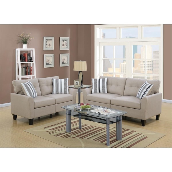 Benzara 35 x 32 x 58 in. Polyfiber Sofa Set, Beige, 2PK - BM168687