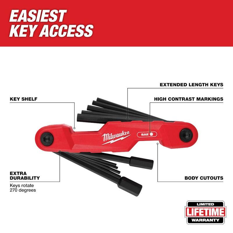 Juego de llaves hexagonales plegables SAE para electricistas de Milwaukee (11 piezas) - 48-22-2180