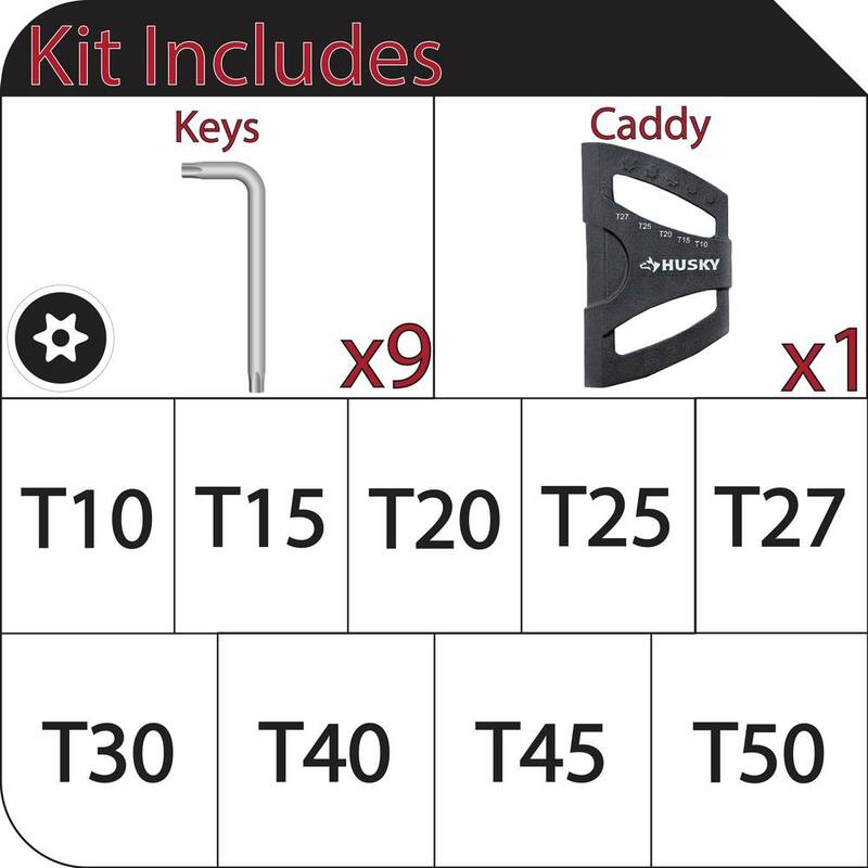 Juego de Llaves Torx L magnéticas e inviolables Husky (9 piezas) - HLAMTXK9PC