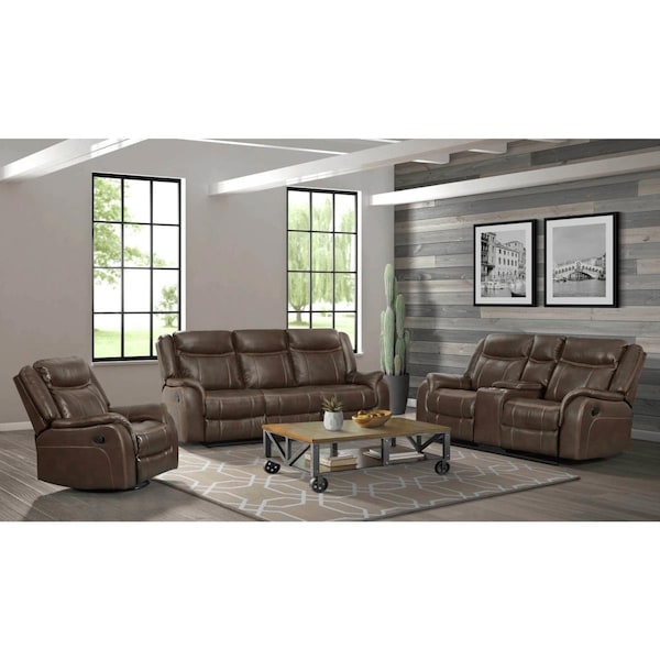 Sunset Trading Avant Reclining Living Room Set Brown Faux Leather - 3 Piece - SU-AV8604041-3PC