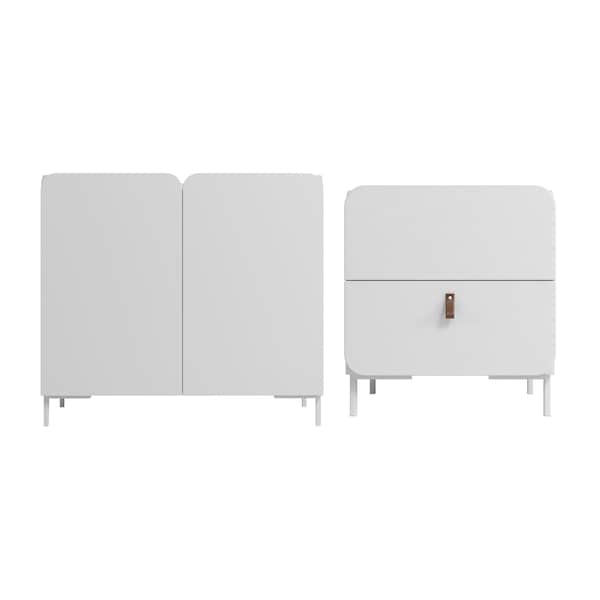 Manhattan Comfort Bogardus 2-Piece Living Room Set in White - 2-3189AMC86