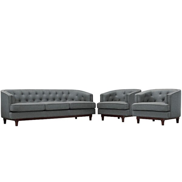Modway Furniture Coast Living Room Sofa Set, Gray - Set of 3 - EEI-2448-GRY-SET