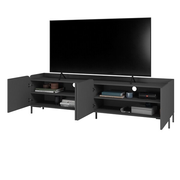Manhattan Comfort Bogardus 2-Piece TV Stand Living Room Set in Black - 2-3182AMC153