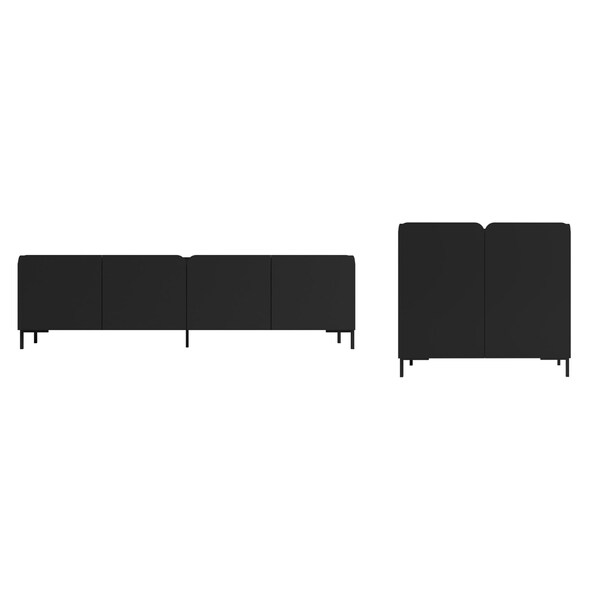 Manhattan Comfort Bogardus 2-Piece TV Stand Living Room Set in Black - 2-3182AMC153