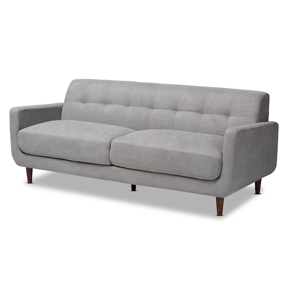 Baxton Studio Allister Mid-Century Light Grey Upholstered 2-Piece Living Room Set - 158-9748-9749