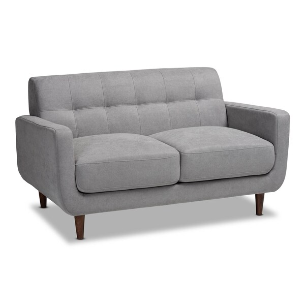 Baxton Studio Allister Mid-Century Light Grey Upholstered 2-Piece Living Room Set - 158-9748-9749