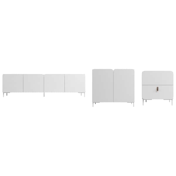 Manhattan Comfort Bogardus 3-Piece TV Stand Living Room Set in White - 3-31892AMC86
