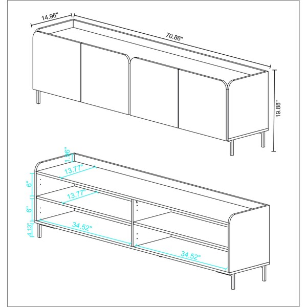 Manhattan Comfort Bogardus 3-Piece TV Stand Living Room Set in White - 3-31892AMC86