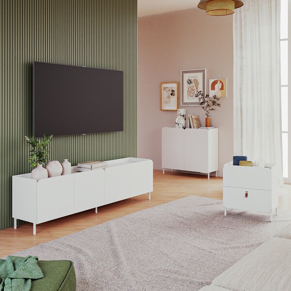 Manhattan Comfort Bogardus 3-Piece TV Stand Living Room Set in White - 3-31892AMC86