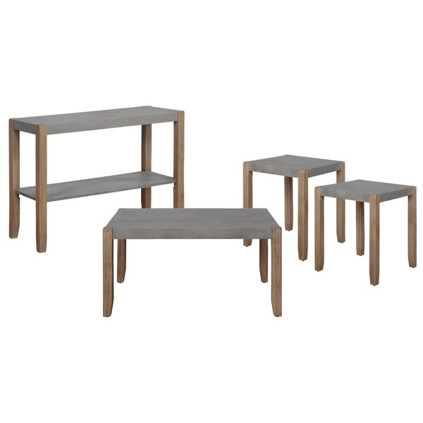 Kd Cama De Bebe Newport Faux Concrete & Wood Living Room Set - 4 Piece - KD3845416