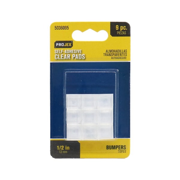 Projex Projex Vinyl Self Adhesive Bumper Pad Clear Square 1/2 in. W X 1/2 in. L 9 pk - P0118