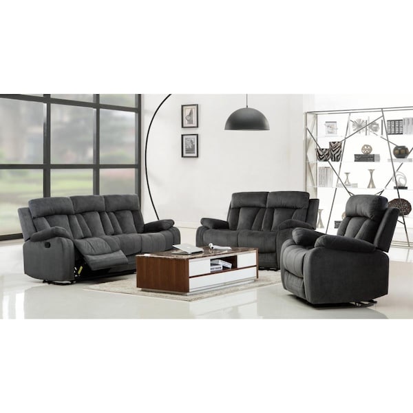 Kd Estanteria Modern Fabric Sofa Set, Grey - 120 in. - KD3713407