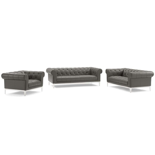 Modway Furniture Idyll Upholstered Leather Set, Gray - 3 Piece - EEI-4190-GRY-SET
