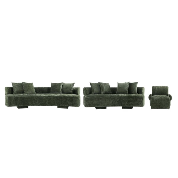 Manhattan Comfort 3-Piece Verandah 90.6 in. Sofa, 112 in. XL Sofa, and Accent Chair in Olive Green - 3-SFLSAC17-OG