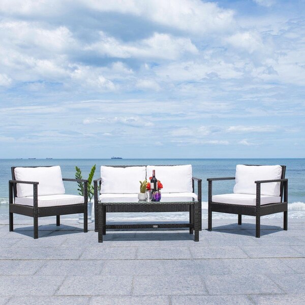Safavieh Reslor Living Set, Black & White - 4 Piece - PAT7714A