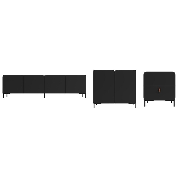 Manhattan Comfort Bogardus 3-Piece TV Stand Living Room Set in Black - 3-31892AMC153