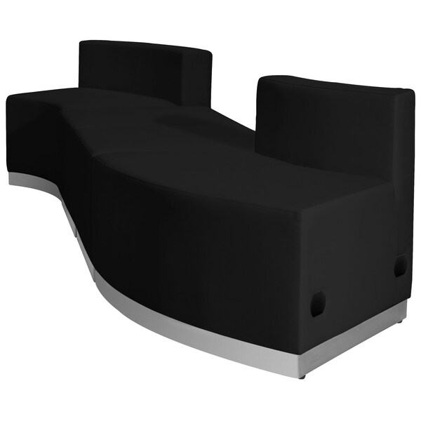 Flash Furniture 4 pcs. Living Room Set, 25-1/4" to 41-1/2" x 27", Upholstery Color: Black - ZB-803-860-SET-BK-GG