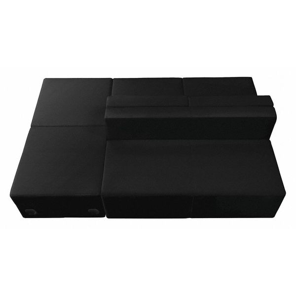 Flash Furniture 4 pcs. Living Room Set, 25-1/4" to 51" x 27", Upholstery Color: Black - ZB-803-880-SET-BK-GG