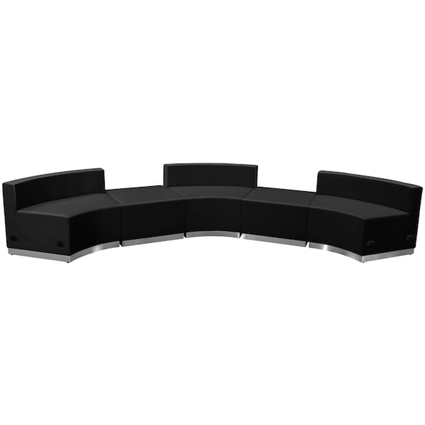 Flash Furniture 5 pcs. Living Room Set, 25-1/4" to 52" x 27", Upholstery Color: Black, Series: Alon - ZB-803-810-SET-BK-GG