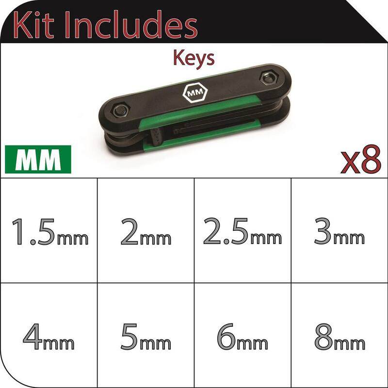 Juego de Llaves Hexagonales Plegables, Métricas (8 Piezas) - HFHKM8PC-06