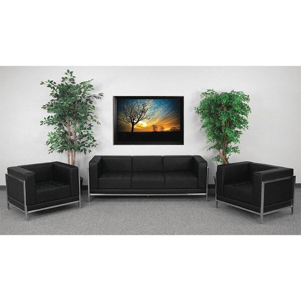 Flash Furniture 3 pcs. Living Room Set, Upholstery Color: Black - ZB-IMAG-SET3-GG