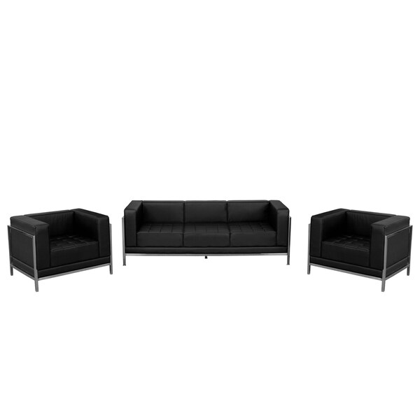 Flash Furniture 3 pcs. Living Room Set, Upholstery Color: Black - ZB-IMAG-SET3-GG