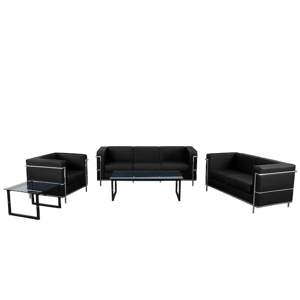 Flash Furniture Living Room Set, 28-1/2" x 27-1/2", Upholstery Color: Black - ZB-REGAL-810-SET-BK-GG