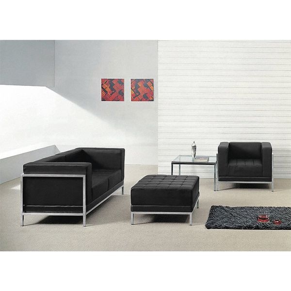 Flash Furniture 3 pcs.Living Room Set, 28-3/4" x 27-1/4", Upholstery Color: Black, Number of Compartments: 2 - ZB-IMAG-SET11-GG