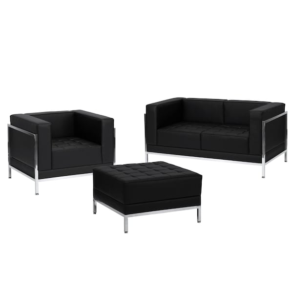 Flash Furniture 3 pcs.Living Room Set, 28-3/4" x 27-1/4", Upholstery Color: Black, Number of Compartments: 2 - ZB-IMAG-SET11-GG