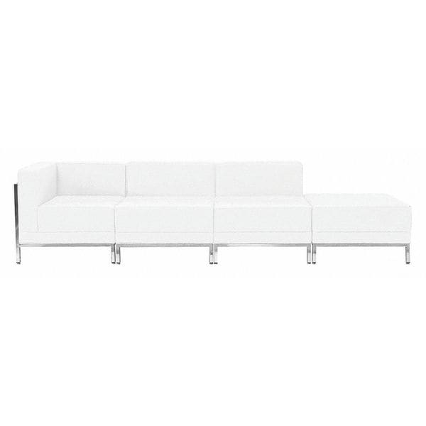 Flash Furniture Living Room Set, 28" x 27-1/4, Upholstery Color: White, Frame Material: Stainless Steel - ZB-IMAG-SET9-WH-GG
