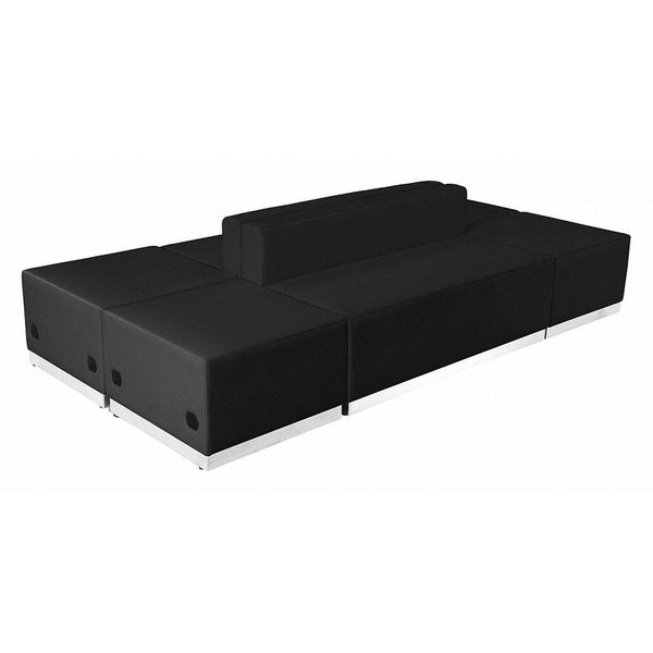 Flash Furniture 6 pcs. Living Room Set, 25-1/4" to 51" x 27", Upholstery Color: Black - ZB-803-690-SET-BK-GG