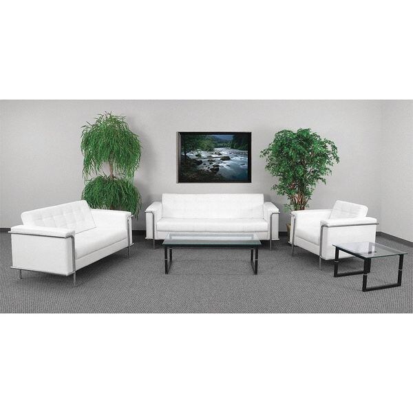 Flash Furniture Living Room Set, 33" x 32-1/2", Upholstery Color: White - ZB-LESLEY-8090-SET-WH-GG