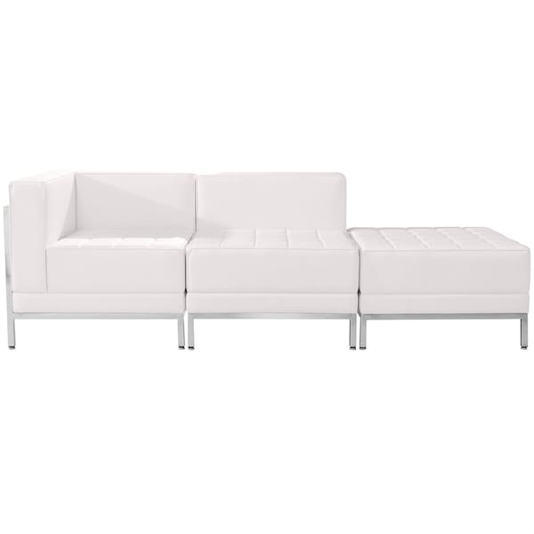 Flash Furniture Living Room Set, 28" x 27-1/4, Upholstery Color: White, Number of Compartments: 3 - ZB-IMAG-SET6-WH-GG