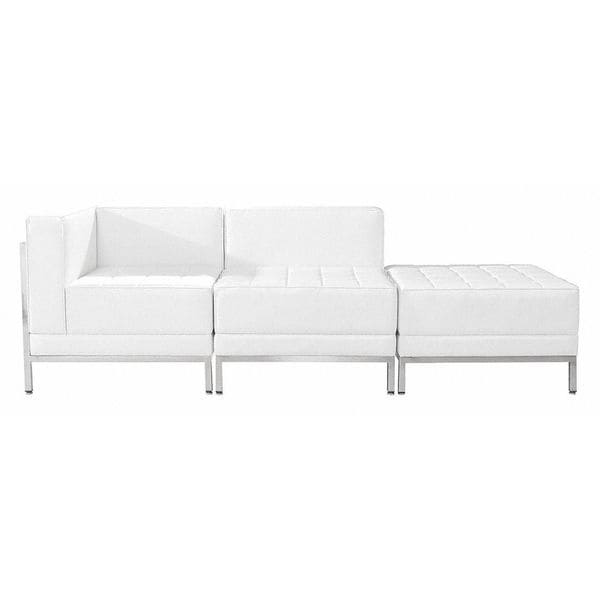 Flash Furniture Living Room Set, 28" x 27-1/4, Upholstery Color: White, Number of Compartments: 3 - ZB-IMAG-SET6-WH-GG